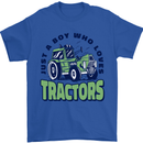 Just a Boy Who Loves Tractors Farmer Mens T-Shirt 100% Cotton Royal Blue