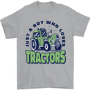 Just a Boy Who Loves Tractors Farmer Mens T-Shirt 100% Cotton Sports Grey