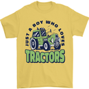 Just a Boy Who Loves Tractors Farmer Mens T-Shirt 100% Cotton Yellow