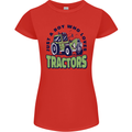 Just a Boy Who Loves Tractors Farmer Womens Petite Cut T-Shirt Red