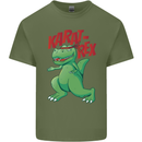 Karat-Rex Karate T-Rex Dinosaur Mens Cotton T-Shirt Tee Top Military Green