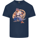 Karate Dragon Martial Arts MMA Mens Cotton T-Shirt Tee Top Navy Blue