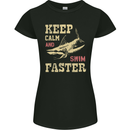 Keep Calm Funny Scuba Diving Shark Diver Swim Womens Petite Cut T-Shirt Black