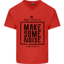 Keep Calm & Make Some Noise Rock n Roll Mens V-Neck Cotton T-Shirt Red