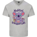 Koalified Birthday Girl 3rd 4th 5th 6th 7th 8th 9th Mens V-Neck Cotton T-Shirt Sports Grey