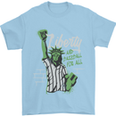 Liberty and Baseball Mens T-Shirt 100% Cotton Light Blue