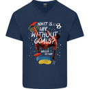 Life Without Goal Football Quote Funny Mens V-Neck Cotton T-Shirt Navy Blue