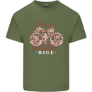 Life is a Beautiful Ride Cycling Bicycle Mens Cotton T-Shirt Tee Top Military Green