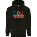 Live Love Kayak Retro Kayaking Design Mens 80% Cotton Hoodie Black
