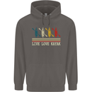 Live Love Kayak Retro Kayaking Design Mens 80% Cotton Hoodie Charcoal