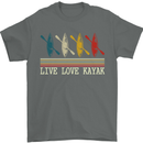 Live Love Kayak Retro Kayaking Design Mens T-Shirt 100% Cotton Charcoal