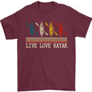 Live Love Kayak Retro Kayaking Design Mens T-Shirt 100% Cotton Maroon