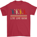 Live Love Kayak Retro Kayaking Design Mens T-Shirt 100% Cotton Red