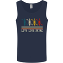 Live Love Kayak Retro Kayaking Design Mens Vest Tank Top Navy Blue