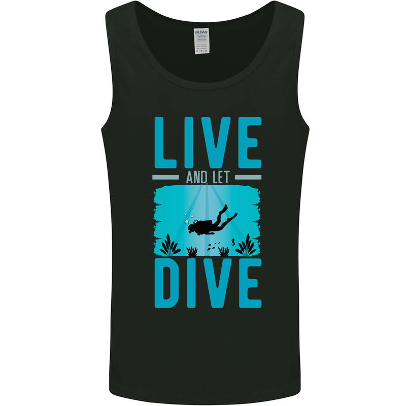 Live & Let Dive Funny Scuba Diving Diver Mens Vest Tank Top Black