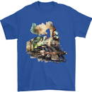 Locomotive Watercolour Trainspotter Trains Mens T-Shirt 100% Cotton Royal Blue