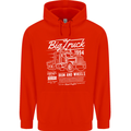 Lorry Driver HGV Big Truck Mens 80% Cotton Hoodie Bright Red