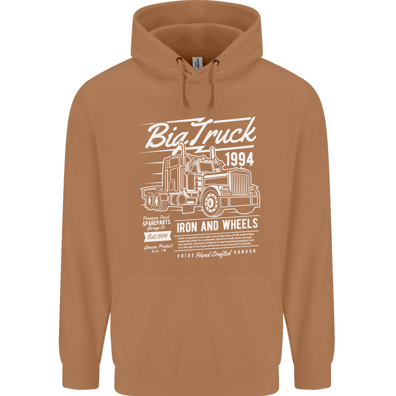 Lorry Driver HGV Big Truck Mens 80% Cotton Hoodie Caramel Latte