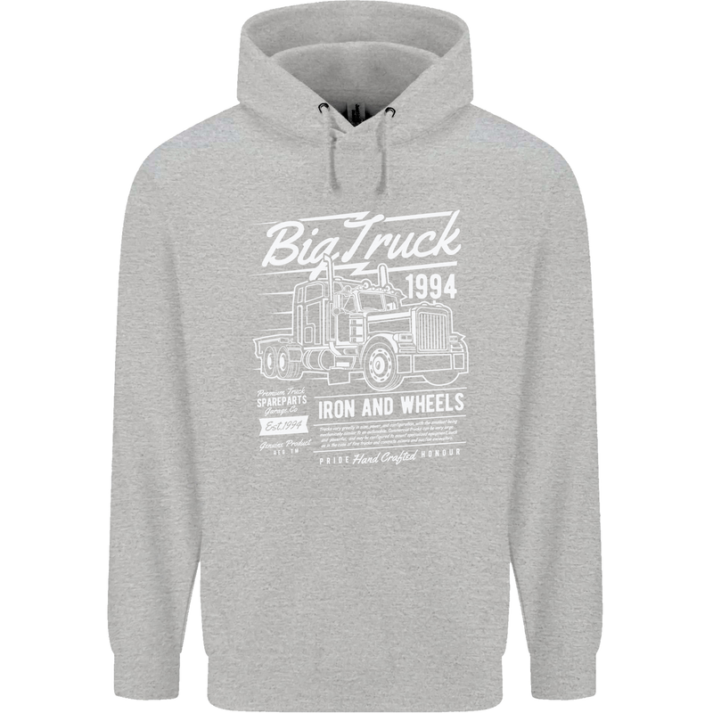 Lorry Driver HGV Big Truck Mens 80% Cotton Hoodie Sports Grey