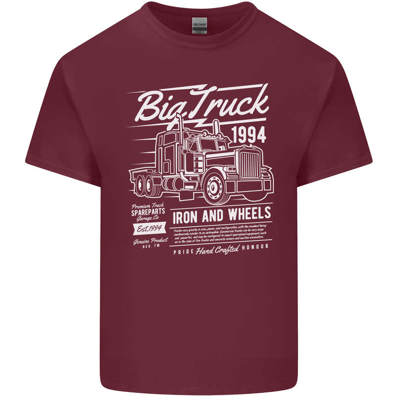 Lorry Driver HGV Big Truck Mens Cotton T-Shirt Tee Top Maroon