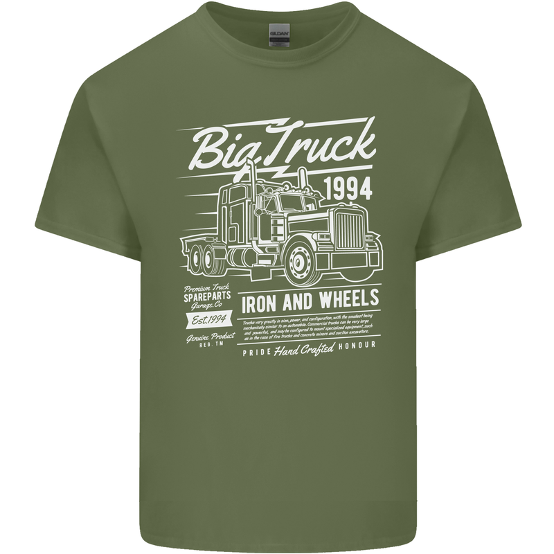Lorry Driver HGV Big Truck Mens Cotton T-Shirt Tee Top Military Green