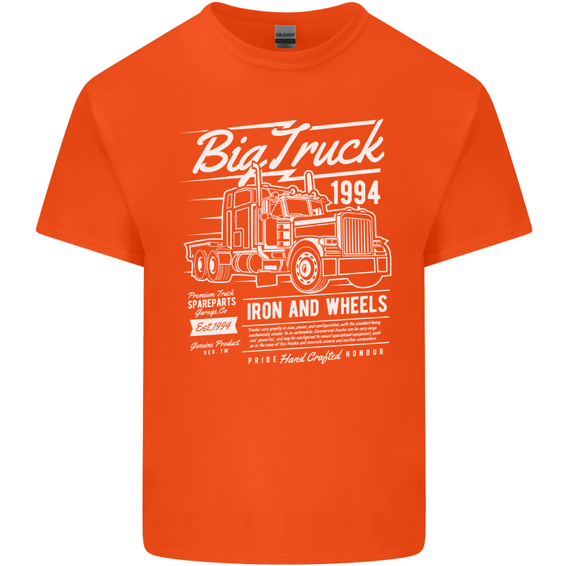 Lorry Driver HGV Big Truck Mens Cotton T-Shirt Tee Top Orange