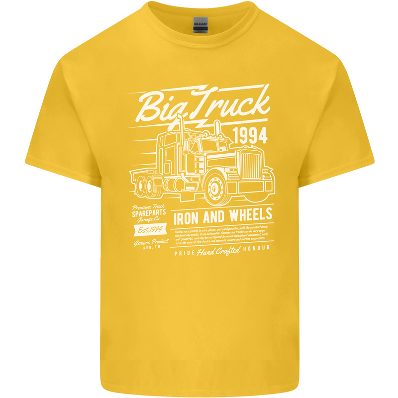 Lorry Driver HGV Big Truck Mens Cotton T-Shirt Tee Top Yellow