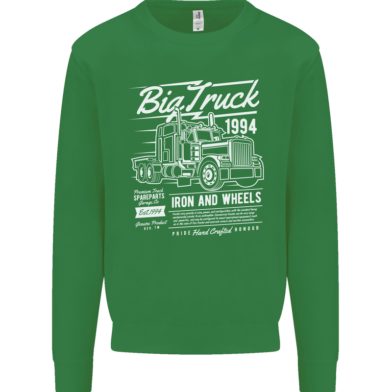 Lorry Driver HGV Big Truck Mens Sweatshirt Jumper Irish Green