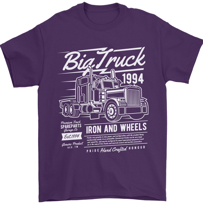 Lorry Driver HGV Big Truck Mens T-Shirt 100% Cotton Purple