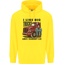 Lorry Driver I Like Big Trucks I Cannot Lie Trucker Childrens Kids Hoodie Yellow