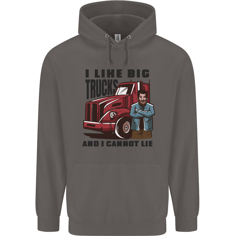 Lorry Driver I Like Big Trucks I Cannot Lie Trucker Mens 80% Cotton Hoodie Charcoal