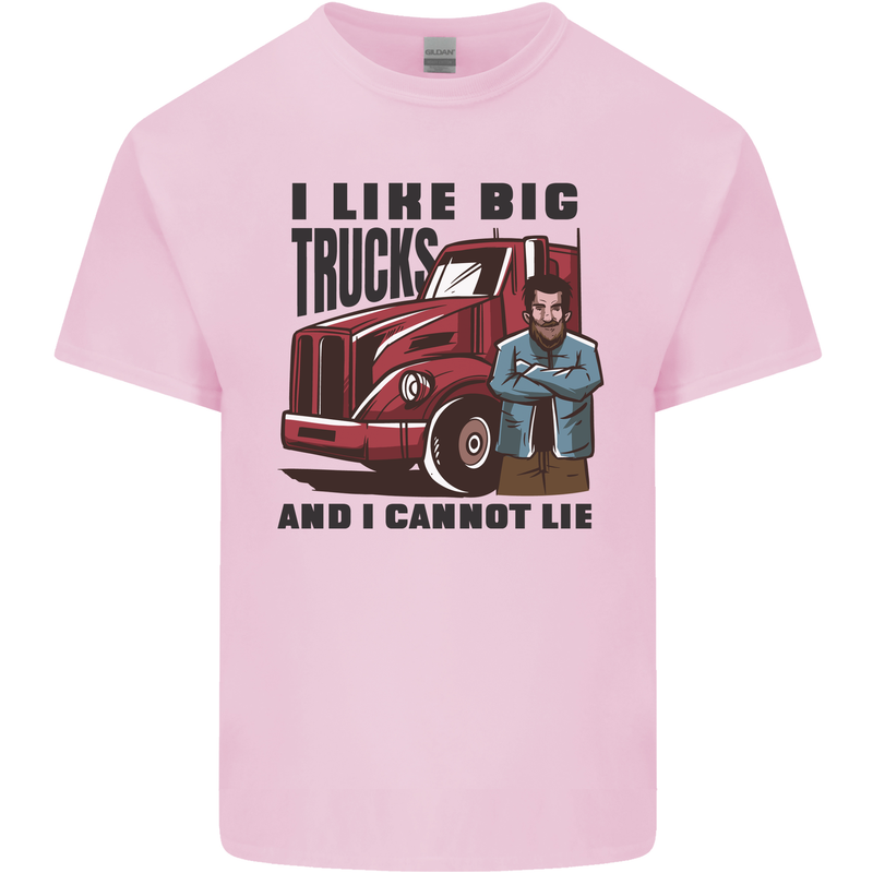 Lorry Driver I Like Big Trucks I Cannot Lie Trucker Mens Cotton T-Shirt Tee Top Light Pink