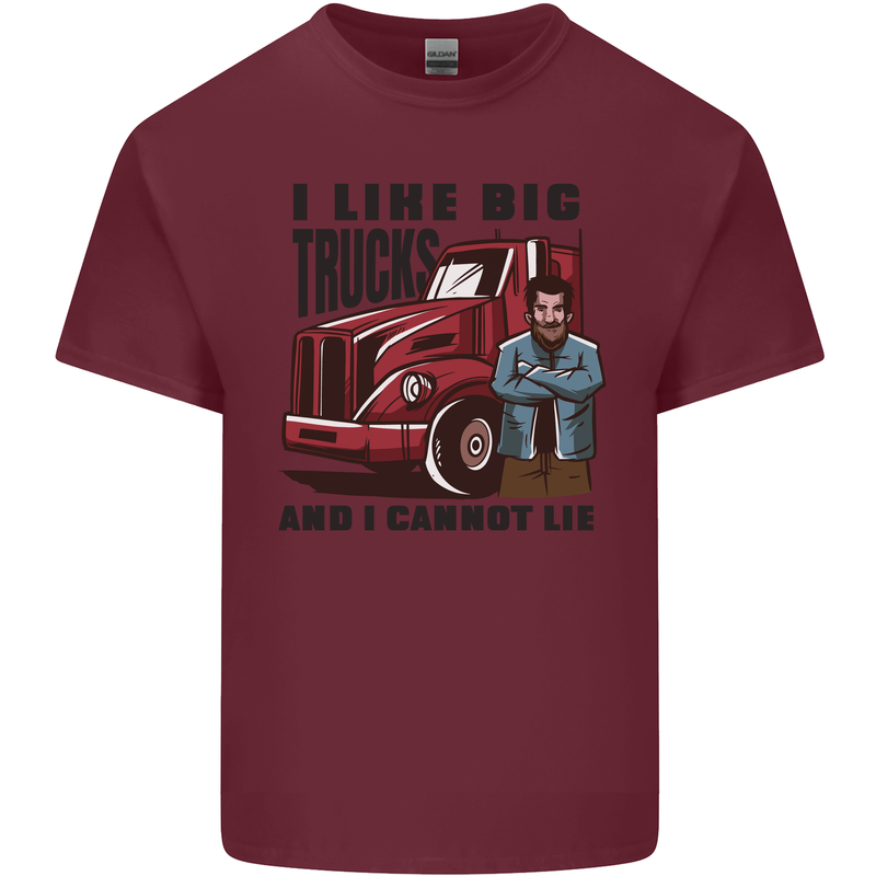 Lorry Driver I Like Big Trucks I Cannot Lie Trucker Mens Cotton T-Shirt Tee Top Maroon