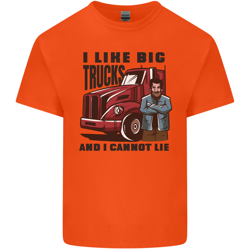 Lorry Driver I Like Big Trucks I Cannot Lie Trucker Mens Cotton T-Shirt Tee Top Orange