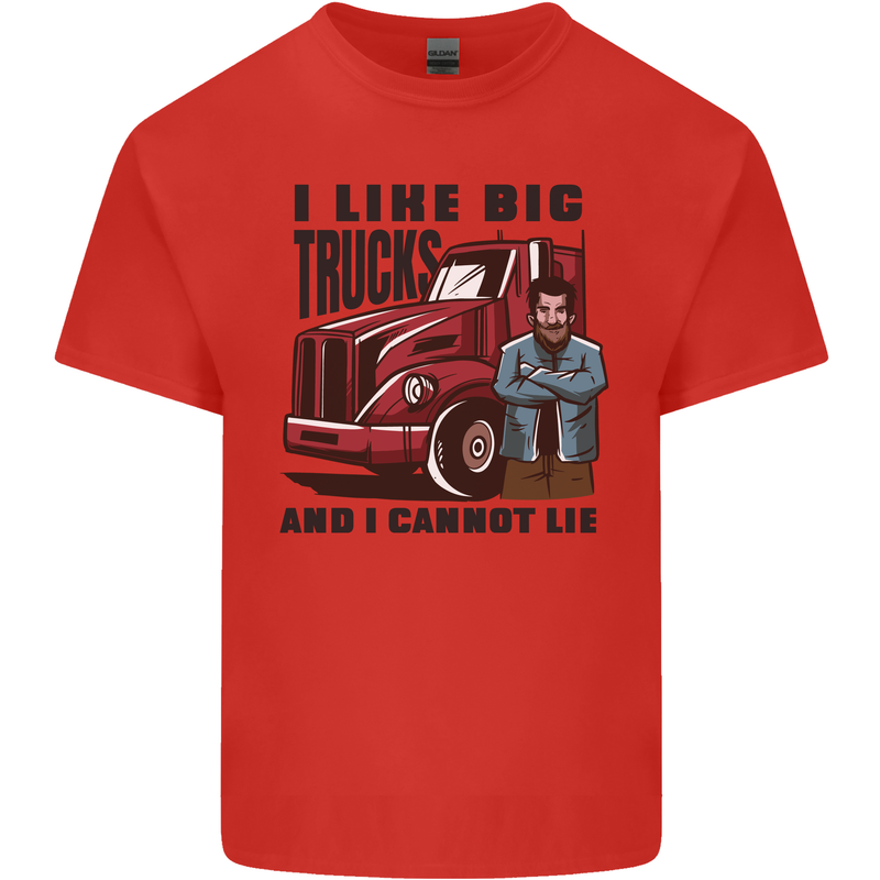 Lorry Driver I Like Big Trucks I Cannot Lie Trucker Mens Cotton T-Shirt Tee Top Red