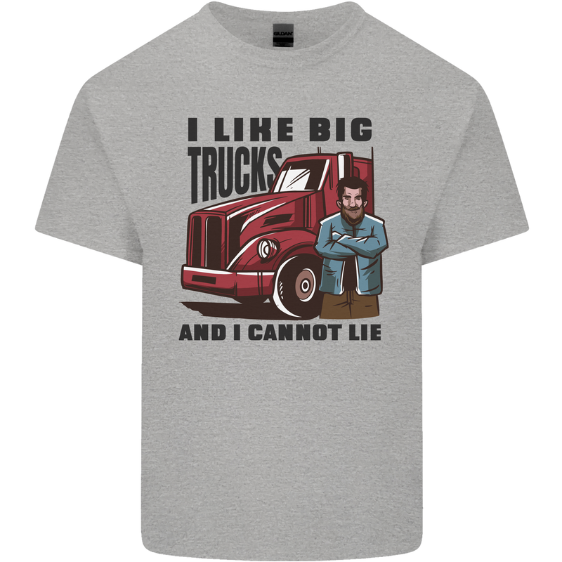 Lorry Driver I Like Big Trucks I Cannot Lie Trucker Mens Cotton T-Shirt Tee Top Sports Grey