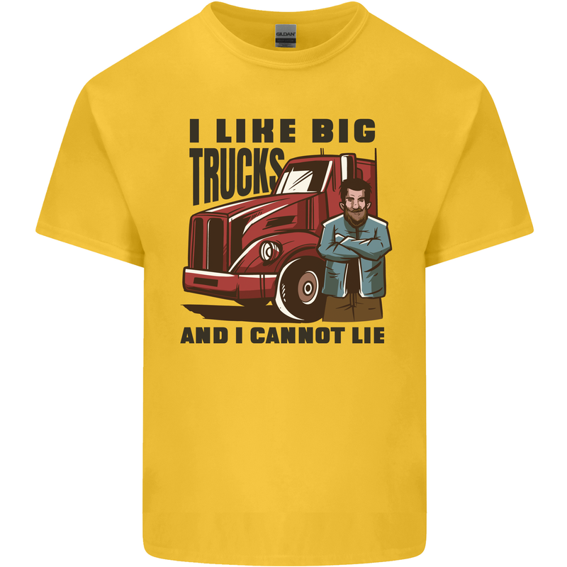 Lorry Driver I Like Big Trucks I Cannot Lie Trucker Mens Cotton T-Shirt Tee Top Yellow