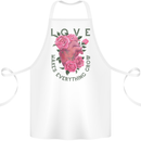 Love Makes Everything Grow Valentines Day Cotton Apron 100% Organic White