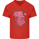 Love Makes Everything Grow Valentines Day Mens V-Neck Cotton T-Shirt Red