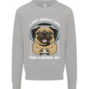 Love Pugs and Gaming Gamer Mens Sweatshirt Jumper Sports Grey