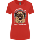 Love Pugs and Gaming Gamer Womens Wider Cut T-Shirt Red