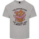Magic Mushrooms Are Calling Foraging Mycology LSD Mens Cotton T-Shirt Tee Top Sports Grey