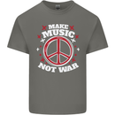 Make Music Not War Peace Hippy Rock Anti-war Mens Cotton T-Shirt Tee Top Charcoal