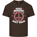 Make Music Not War Peace Hippy Rock Anti-war Mens Cotton T-Shirt Tee Top Dark Chocolate