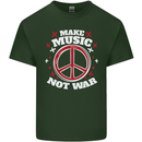 Make Music Not War Peace Hippy Rock Anti-war Mens Cotton T-Shirt Tee Top Forest Green