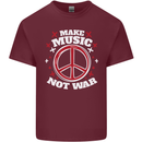 Make Music Not War Peace Hippy Rock Anti-war Mens Cotton T-Shirt Tee Top Maroon