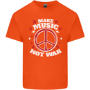 Make Music Not War Peace Hippy Rock Anti-war Mens Cotton T-Shirt Tee Top Orange