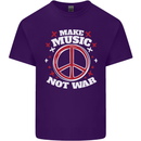 Make Music Not War Peace Hippy Rock Anti-war Mens Cotton T-Shirt Tee Top Purple