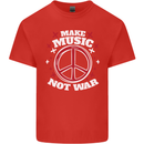 Make Music Not War Peace Hippy Rock Anti-war Mens Cotton T-Shirt Tee Top Red