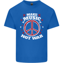 Make Music Not War Peace Hippy Rock Anti-war Mens Cotton T-Shirt Tee Top Royal Blue